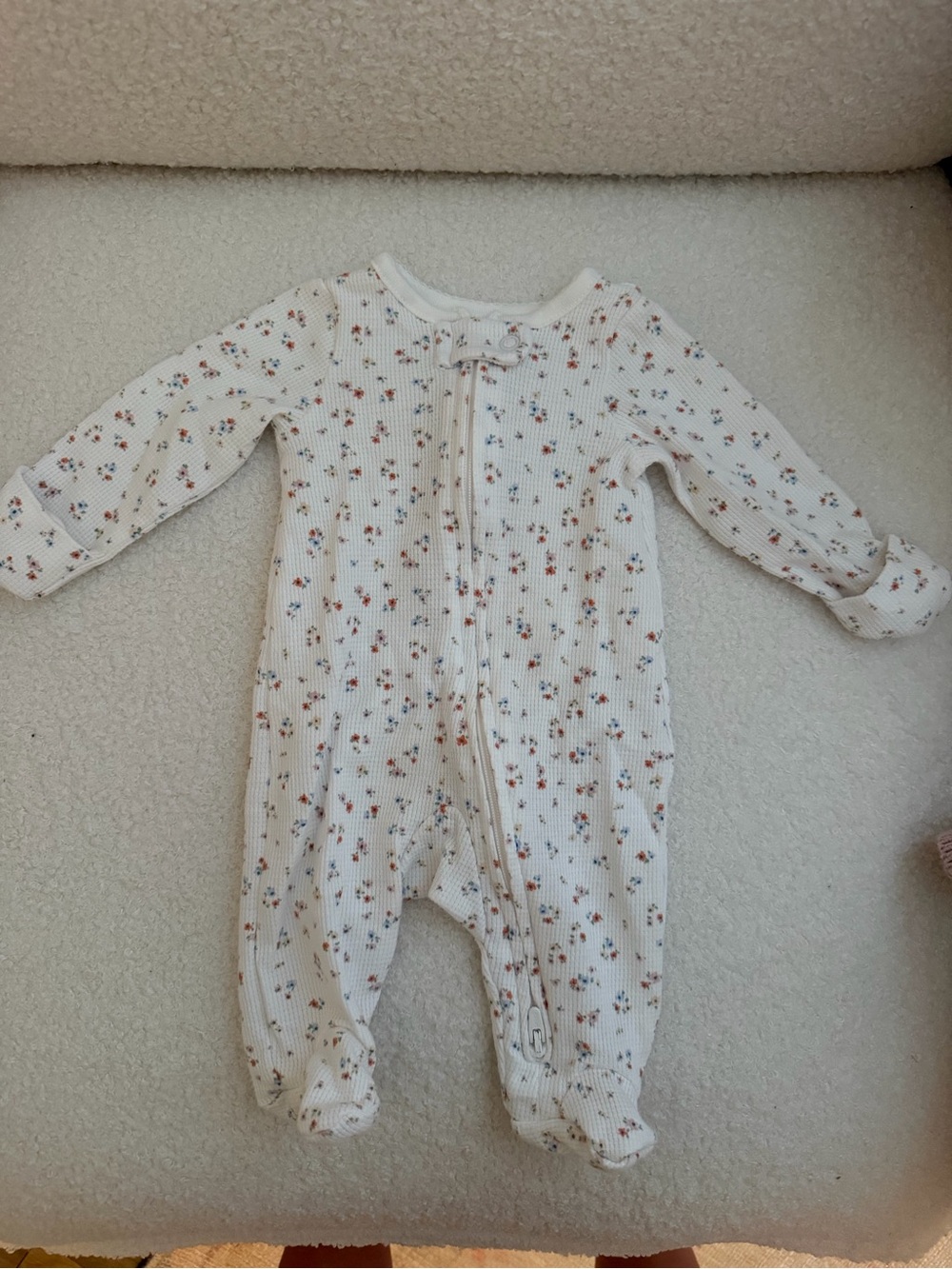 White Floral Baby One-Piece Footed Sleeper
